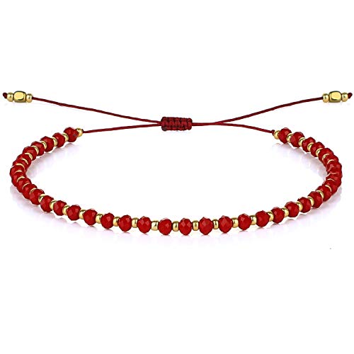 KELITCH Kristall Perlen Armbänder Handgewebte Seil Strang Armbänder Mode Frauen Armreifen Neu (Bling Rot 17C) von KELITCH