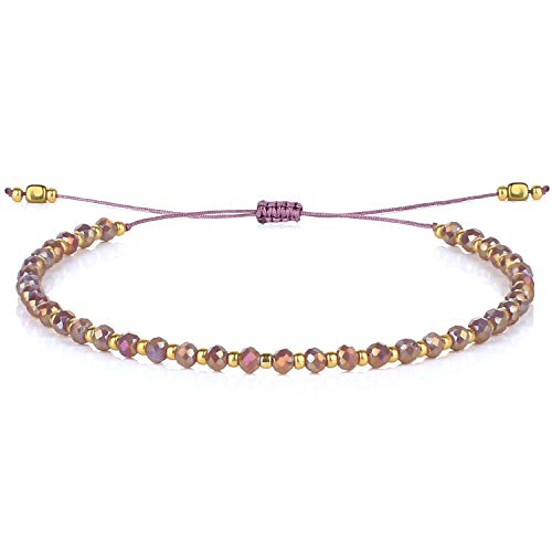 KELITCH Kristall Perlen Armbänder Handgewebte Seil Strang Armbänder Mode Frauen Armreifen Neu (Lila 17L) von KELITCH
