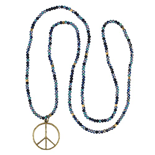 KELITCH Friedenszeichen Anhänger Halsketten Neue Kristallketten Lange Damen Halsketten Ovale Holzperlenkette von KELITCH