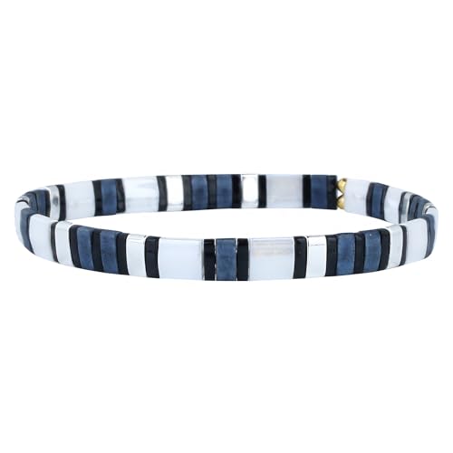 KELITCH Minimal Tila Perlen Stapelbar Tennis Stretch Armband Hand Gefertigte Mode Armband Schmuck Damen 10J von KELITCH