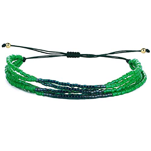 KELITCH Miyuki Perlen Armbänder Multi Strands Armbänder Verstellbare Charm Armreifen im böhmischen Stil (Grün 1G) von KELITCH