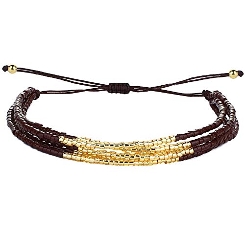 KELITCH Miyuki Perlen Armbänder Multi Strands Armbänder Verstellbare Charm Armreifen im böhmischen Stil (Kaffee 1E) von KELITCH
