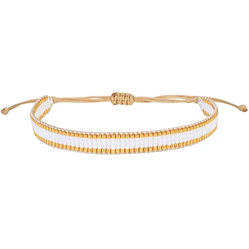 KELITCH Miyuki Perlen Armbänder Stapelbar Wrap Armbänder Handgemachte Strang Armreifen Armbänder Schmuck (Weiß 8B) von KELITCH