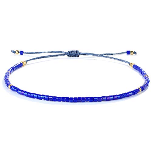 KELITCH Miyuki Perlen Freundschaftsbänder Dünne Seil Armbänder Frauen Handgefertigte Wickelarmbänder Schmuck (Blau 04T) von KELITCH