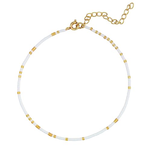 KELITCH Miyuki Perlen Goldene Perlen Strang Fußkettchen für Frauen von KELITCH