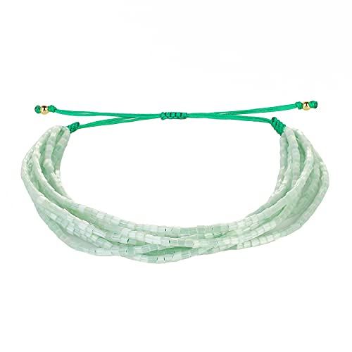 KELITCH Miyuki Perlenarmbänder Freundschaftsarmbänder Verstellbare Armbänder mit mehreren Strängen Stapelbare Armreifen (Grün 01C) von KELITCH