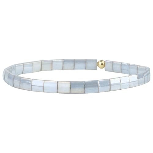 KELITCH Miyuki Tila Stretch-Armbänder Handgefertigte Damen-Perlenarmbänder Bunte Strandarmreifen - Grau 09E von KELITCH
