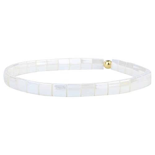KELITCH Miyuki Tila Stretch-Armbänder Handgefertigte Damen-Perlenarmbänder Bunte Strandarmreifen - Weiß 09K von KELITCH