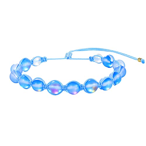 KELITCH Mondsteinperlen Armbänder Bunte Seil Mond-Stein Perlen Armbänder Handgefertigte Geflochtene Modeschmuck für Frauen (Hellblau 23R) KELITCH Mondsteinperlen Armbänder Bunte Seil Mond-Stein Perlen Armbänder Handgefertigte Geflochtene Modeschmuck für Frauen (Hellblau 23R) von KELITCH