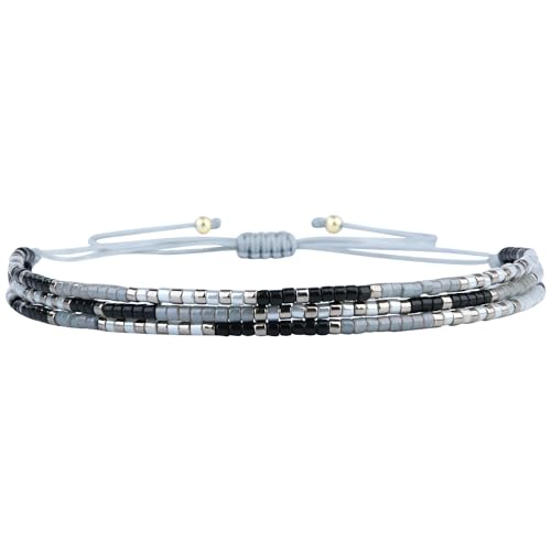 KELITCH Multi Strand Armbänder Miyuki Perlen Wrap Armbänder Bunte Armreife Damen Schmuck (Schwarz 19B) von KELITCH