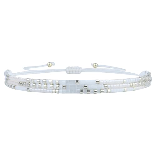 KELITCH Multi Strand Armbänder Miyuki Perlen Wrap Armbänder Bunte Armreife Damen Schmuck (Weiß 19E) von KELITCH