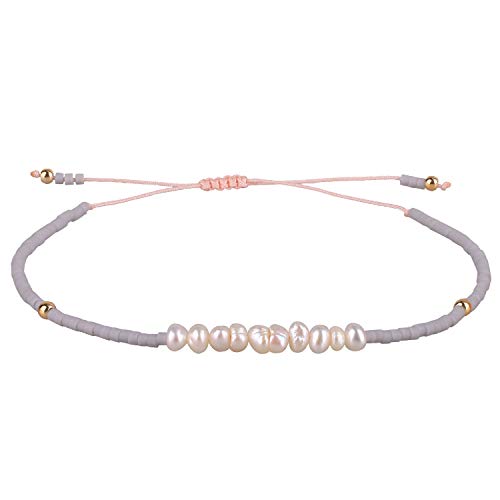 KELITCH Natürlichen Muschelperlen Armbänder Damen Freundschaftsarmbänder Miyuki Perlen Armbänder (Grau F) von KELITCH