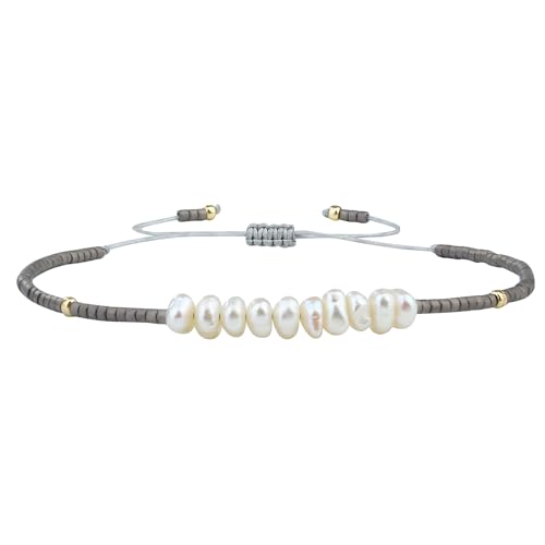 KELITCH Natürliche Perle Strang Armband Miyuki Perlen Armband Stapelbar Armbänder Für Paare Einstellbare Armbänder von KELITCH