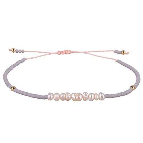 KELITCH Natürliche Perle Strang Armband Miyuki Perlen Armband Stapelbar Armbänder Für Paare Einstellbare Armbänder von KELITCH