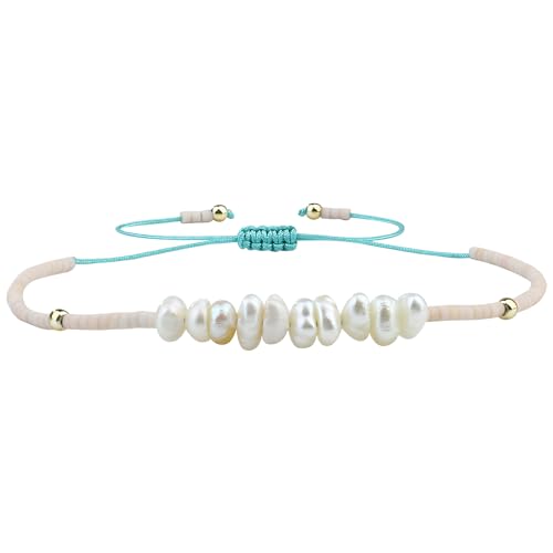 KELITCH Natürliche Perle Strang Armband Miyuki Perlen Armband Stapelbar Armbänder Für Paare Einstellbare Armbänder von KELITCH