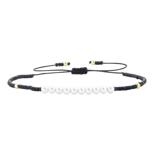 KELITCH Natürliche Perle Strang Armband Miyuki Perlen Armband Stapelbar Armbänder Für Paare Einstellbare Armbänder von KELITCH