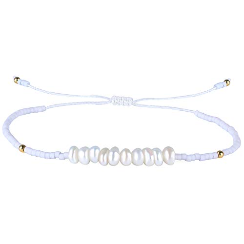 KELITCH Natürliche Perle Strang Armband Miyuki Perlen Armband Stapelbar Armbänder Für Paare Einstellbare Armbänder von KELITCH