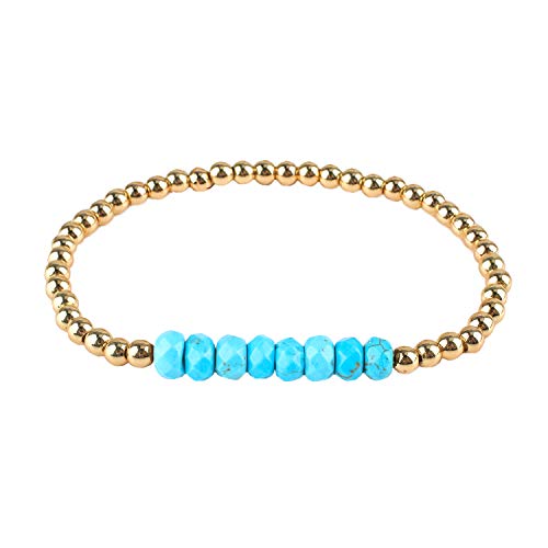 KELITCH Natürliche Türkis Stretch Armbänder Kristall Gold Perlen Armbänder Edelstein Armbänder Schmuck für Damen KELITCH Natürliche Türkis Stretch Armbänder Kristall Gold Perlen Armbänder Edelstein Armbänder Schmuck für Damen von KELITCH