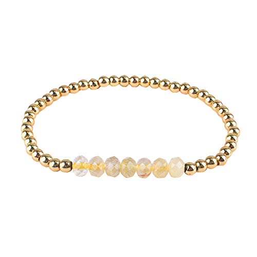 KELITCH Natürliche Türkis Stretch Armbänder Kristall Gold Perlen Armbänder Edelstein Armbänder Schmuck für Damen von KELITCH