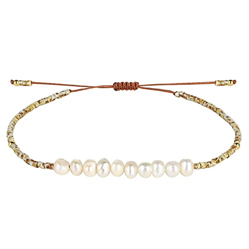 KELITCH Natürlichen Muschelperlen Armbänder Damen Freundschaftsarmbänder Miyuki Perlen Armbänder (Beige X) von KELITCH