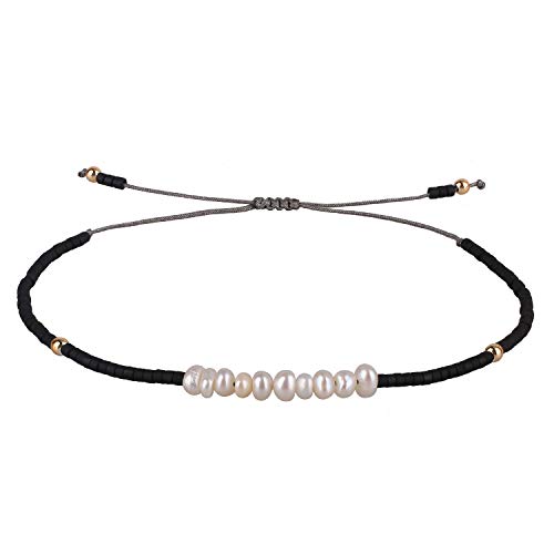 KELITCH Natürlichen Muschelperlen Armbänder Damen Freundschaftsarmbänder Miyuki Perlen Armbänder (Schwarz C) von KELITCH