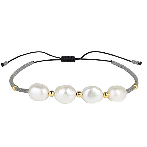 KELITCH Natural Shell Pearl Beaded Armbänder Damen Freundschaftsarmbänder Miyuki Beads Armbänder (Grau 6E) von KELITCH