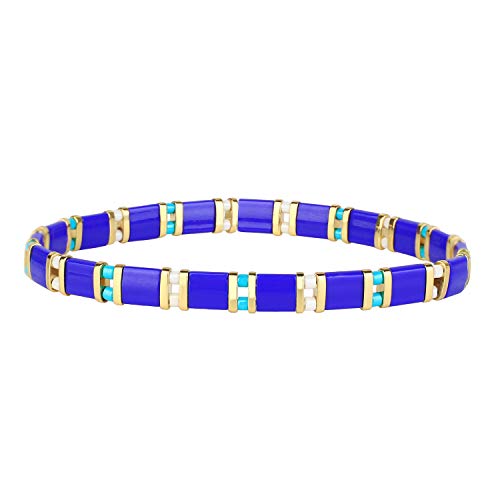 KELITCH Neu Miyuki Tila Beaded Stretch Armbänder Damen Tila Armbänder Stapelbare Freundschaftsarmbänder - Blau 10H von KELITCH