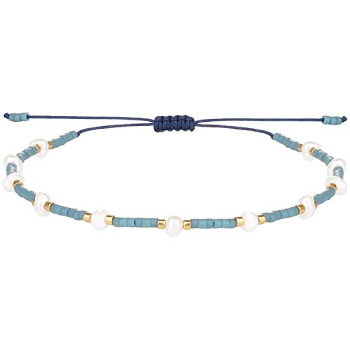 KELITCH Neue Freundschaft Armbänder Boho Shell Miyuki Perlen Strang Armbänder Für Frauen Perle Charme Armbänder (Blau) von KELITCH