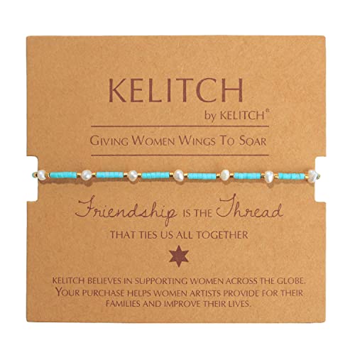 KELITCH Neue Freundschaft Armbänder Boho Shell Miyuki Perlen Strang Armbänder Für Frauen Perle Charme Armbänder (Licht Blau Q) von KELITCH