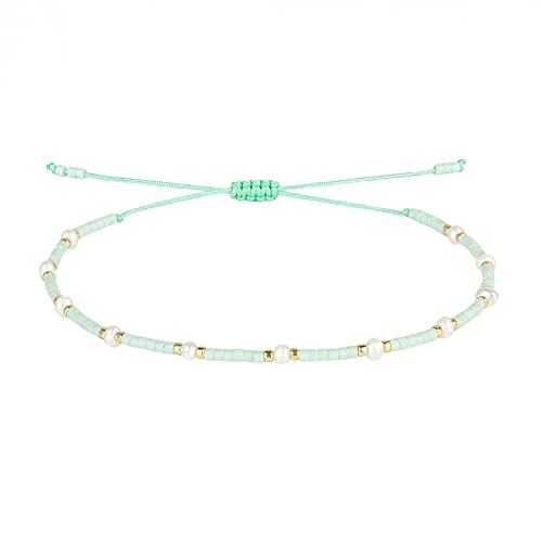 KELITCH Neue Freundschaft Armbänder Boho Shell Miyuki Perlen Strang Armbänder Für Frauen Perle Charme Armbänder (Licht Grün T) von KELITCH