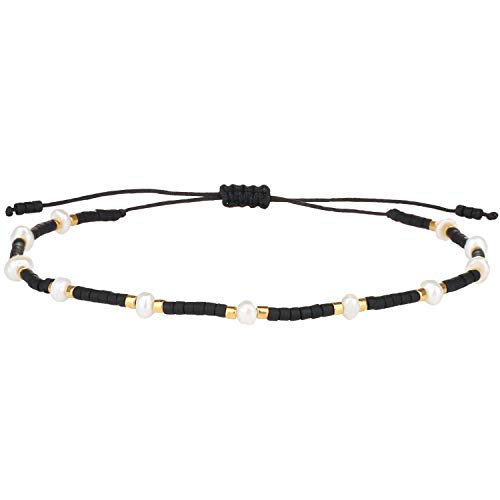 KELITCH Neue Freundschaft Armbänder Boho Shell Miyuki Perlen Strang Armbänder Für Frauen Perle Charme Armbänder (Schwarz) von KELITCH