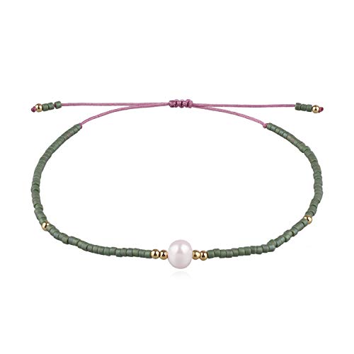 KELITCH Neue Freundschaftsarmbänder Gewebte Miyuki-Perlenarmbänder für Damen Armbänder Armreifen (Dunkelgrün) von KELITCH