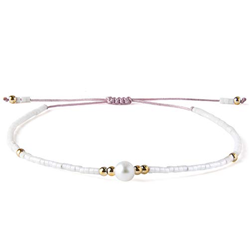 KELITCH Neue Freundschaftsarmbänder Gewebte Miyuki-Perlenarmbänder für Damen Armbänder Armreifen (Weiß R) von KELITCH