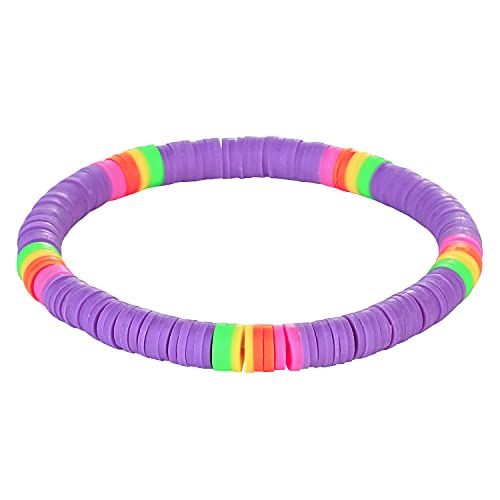 KELITCH Neue Heishi Perlen Armbänder BOHO Multi Color Stretch Armbänder Schöne Strand Armreifen Schmuck Für Frauen (Lila 6F) von KELITCH