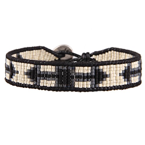 KELITCH Neu Miyuki Perlen Strang Armband Neu Leder Wickelarmbänder Gewebte Geflochten Damen Armbänder (Schwarz) von KELITCH