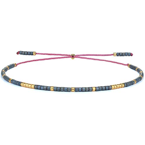 KELITCH Neue Miyuki Seed Bead Wrap Armbänder Gewebte böhmische Freundschaftsarmbänder Armreifen für Damen (Grau Blau 1F) von KELITCH