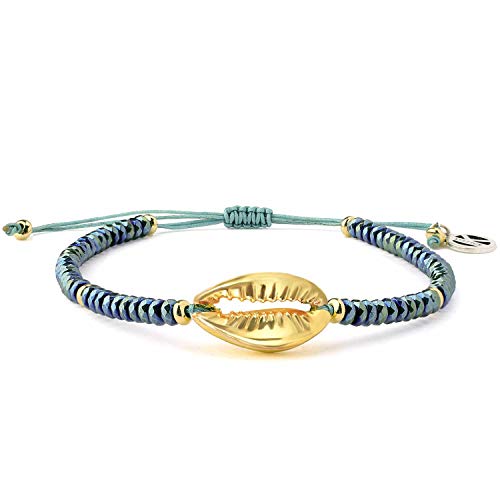 KELITCH Neue Strand Muschel Freundschaft Armbänder Böhmischen Lippen Kuss Gold Shell Cowry Perlen Armbänder Einstellbare Armbänder (Grün) von KELITCH