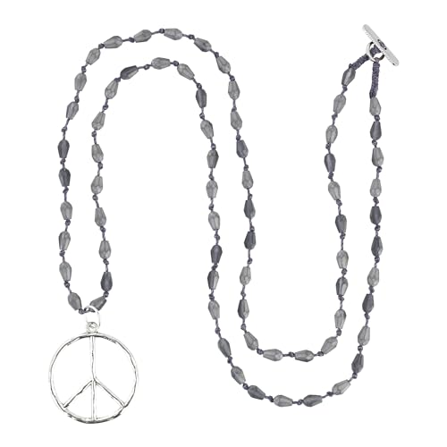 KELITCH Peace Sign Anhänger Halskette Frosted Drop Perlen Halskette Kristall Halskette von KELITCH