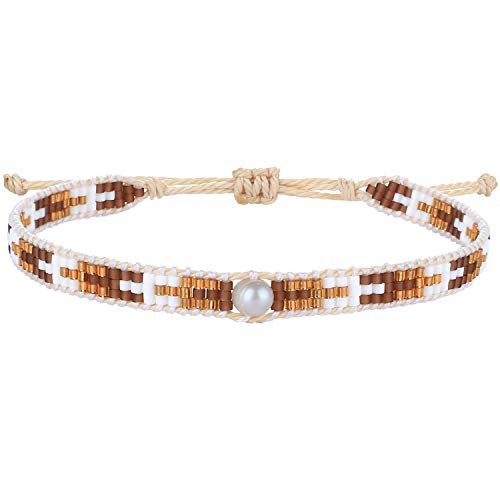 KELITCH Perle Rocailles Perlen Wachs Seil Charm Wickel Armband Handmade Freundschaft Neu Damen Schmuck (Weiß) von KELITCH