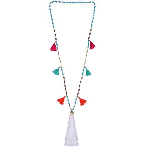 KELITCH Perlen Halskette Bib Kette Mehrfarbige Quaste Lange Strand Strand Freundschaft Halskette (Weiß A) von KELITCH