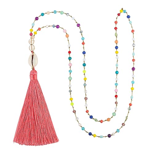KELITCH Quaste Anhänger Halsketten Handgemachte Knot Bead Halskette für Damen Halskette Schmuck von KELITCH