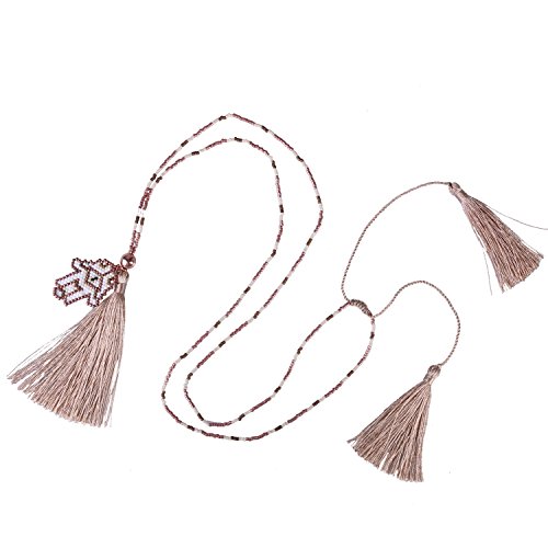 KELITCH Quaste Halsketten Boho Miyuki Tiny Perlen Halskette Ozean-Blau Quaste Halsketten für Damen von KELITCH