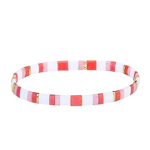 KELITCH Rot Tila Perlen Armbänder Mode Elastische Armbänder Zarted Handgemachte Perlen Armbänder Schmuck Für Damen Armbänder von KELITCH
