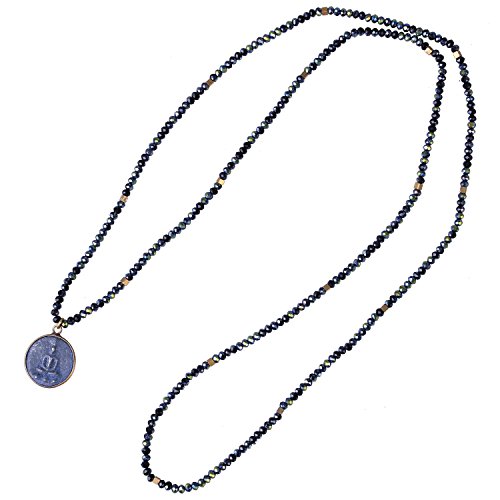 KELITCH Buddha Anhänger Halsketten Naturstein Perlenketten Handgefertigte lange Kettenstränge Halsketten Schmuck für Frauen (Schwarz 93F) von KELITCH
