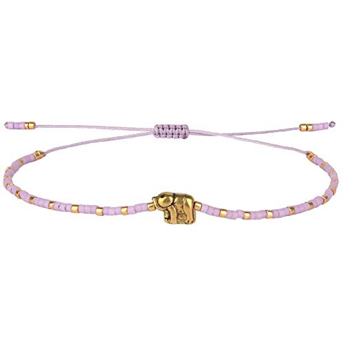 KELITCH Samen Wulstig Armband Glücklich Gold Elefant Strang Armbänder Handgefertigt Frau Mädchen Schmuck (Rosa Lila 8L) von KELITCH