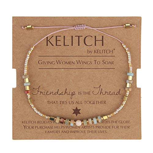 KELITCH Seed Perlen Freundschaft Armbänder Dünne Seil Armbänder Frauen Handgemachten Schmuck (Champagner F) von KELITCH