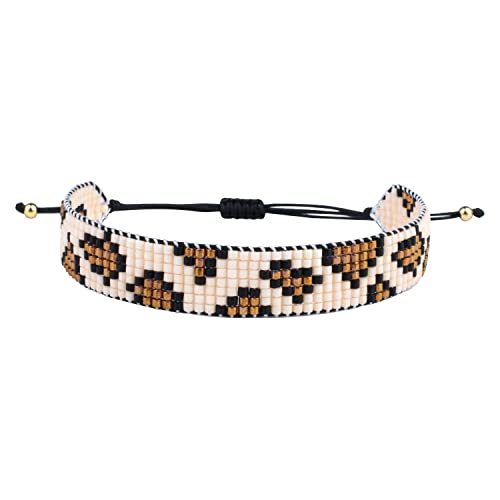 KELITCH Seed Perlen Strang Armbänder Leopard Muster Wrap Armbänder Damen Miyuki Armbänder Charm Armreifen von KELITCH