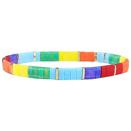 KELITCH Stretch Armbänder Bunte Stapelbare Tila Perle Armbänder Frauen Freundschaft Armbänder Böhmischer Schmuck von KELITCH