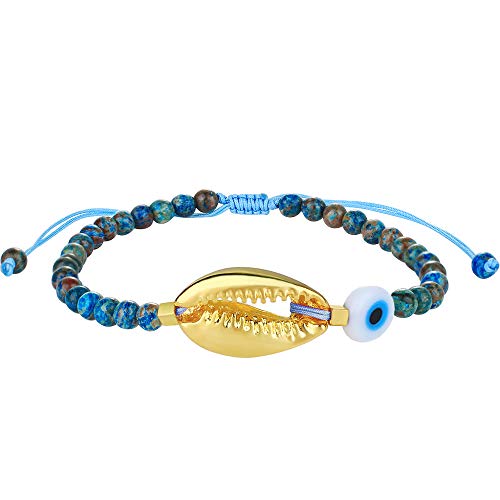 KELITCH Türkis-Achat-Wrap-Armbänder Muschelgold-Armbänder Verstellbare Armbänder Freundschafts-Charm-Armbänder von KELITCH