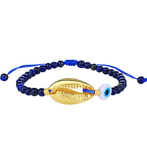 KELITCH Türkis-Achat-Wrap-Armbänder Muschelgold-Armbänder Verstellbare Armbänder Freundschafts-Charm-Armbänder von KELITCH